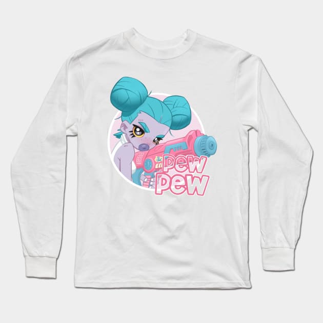 Pew-pew Long Sleeve T-Shirt by SevenTeenArt